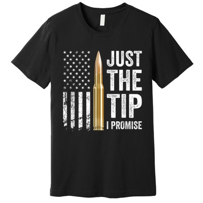 Just The Tip I Promise Funny Gun Owner Pro Guns USA Flag Premium T-Shirt