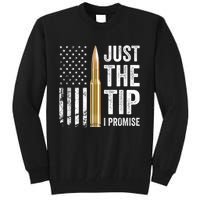 Just The Tip I Promise Funny Gun Owner Pro Guns USA Flag Tall Sweatshirt