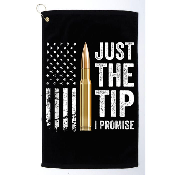 Just The Tip I Promise Funny Gun Owner Pro Guns USA Flag Golf Towel