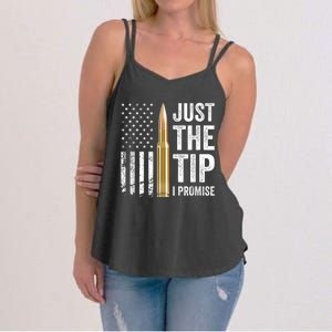 Just The Tip I Promise Funny Gun Owner Pro Guns USA Flag Women's Strappy Tank