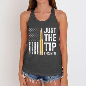 Just The Tip I Promise Funny Gun Owner Pro Guns USA Flag Women's Knotted Racerback Tank