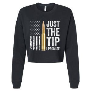 Just The Tip I Promise Funny Gun Owner Pro Guns USA Flag Cropped Pullover Crew