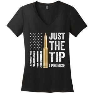 Just The Tip I Promise Funny Gun Owner Pro Guns USA Flag Women's V-Neck T-Shirt