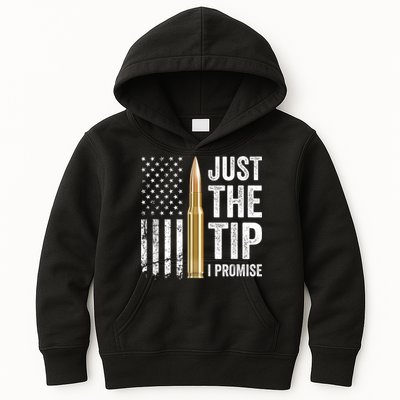 Just The Tip I Promise Funny Gun Owner Pro Guns USA Flag Kids Hoodie
