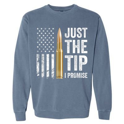 Just The Tip I Promise Funny Gun Owner Pro Guns USA Flag Garment-Dyed Sweatshirt
