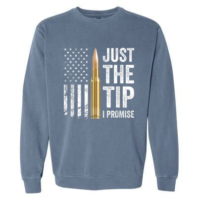 Just The Tip I Promise Funny Gun Owner Pro Guns USA Flag Garment-Dyed Sweatshirt