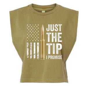 Just The Tip I Promise Funny Gun Owner Pro Guns USA Flag Garment-Dyed Women's Muscle Tee