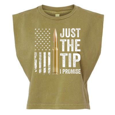Just The Tip I Promise Funny Gun Owner Pro Guns USA Flag Garment-Dyed Women's Muscle Tee