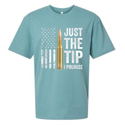 Just The Tip I Promise Funny Gun Owner Pro Guns USA Flag Sueded Cloud Jersey T-Shirt