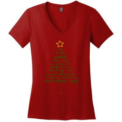 Joy To The World Christmas Tree Women's V-Neck T-Shirt