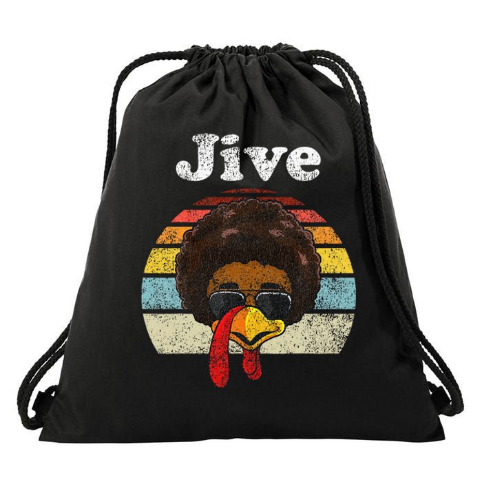 Jive Thanksgiving Turkey Day Funny Face Vintage Retro Style Drawstring Bag