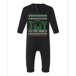 Joy To The World Nativity Christian Jesus Ugly Christmas Infant Fleece One Piece