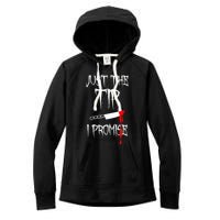 Just The Tip I Promise Funny Bloody Halloween Knife Women's Fleece Hoodie