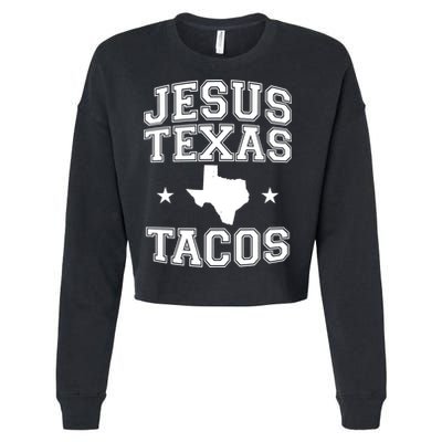 Jesus Texas Tacos Flag State US Vintage Longhorn Texas Retro Cropped Pullover Crew