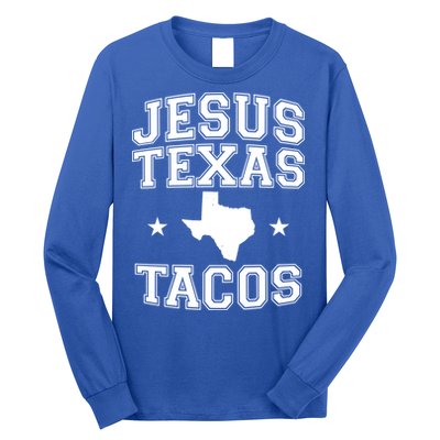 Jesus Texas Tacos Flag State US Vintage Longhorn Texas Retro Long Sleeve Shirt