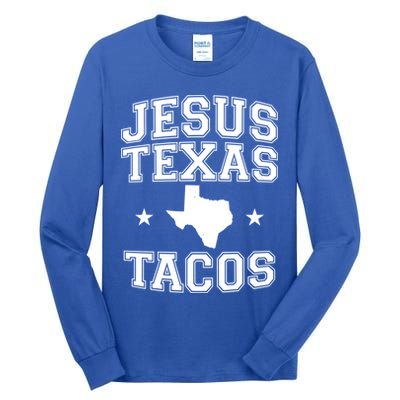 Jesus Texas Tacos Flag State US Vintage Longhorn Texas Retro Tall Long Sleeve T-Shirt
