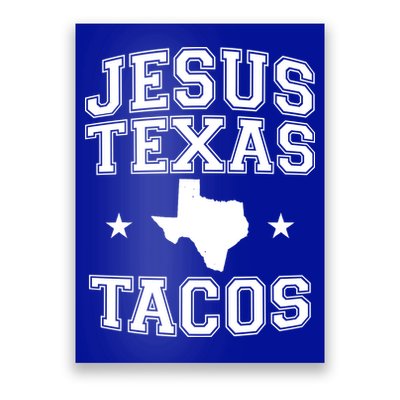Jesus Texas Tacos Flag State US Vintage Longhorn Texas Retro Poster