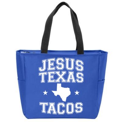 Jesus Texas Tacos Flag State US Vintage Longhorn Texas Retro Zip Tote Bag