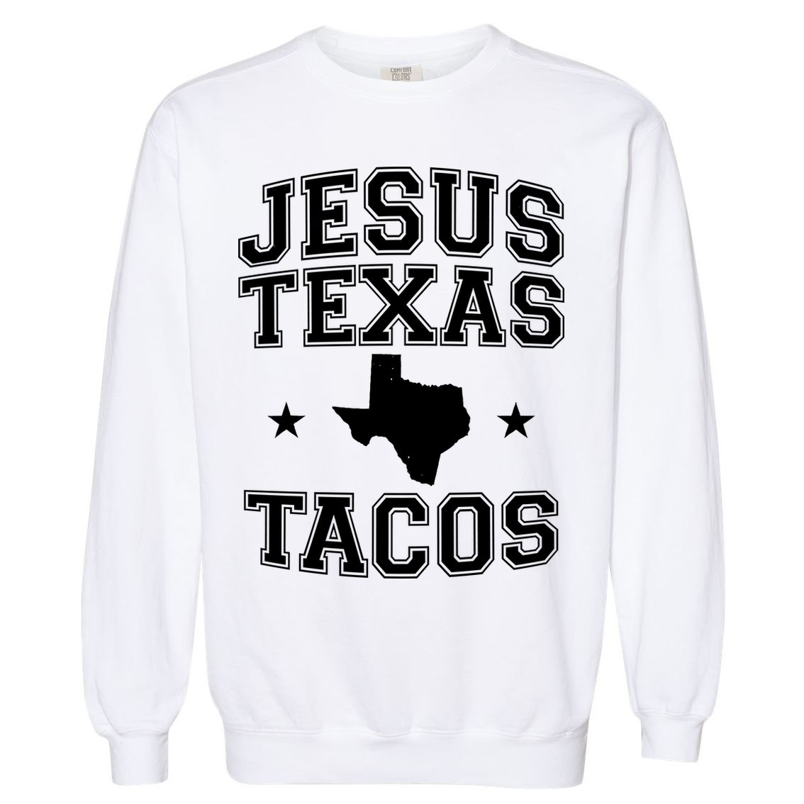 Jesus Texas Tacos Flag State US Vintage Longhorn Texas Retro Garment-Dyed Sweatshirt