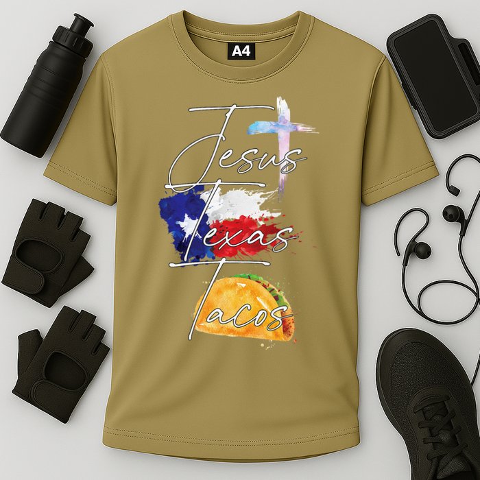 Jesus Texas Tacos Cooling Performance Crew T-Shirt