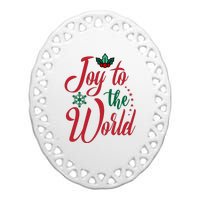 Joy To The World Christian Christmas Jesus Birth Gift Ceramic Oval Ornament