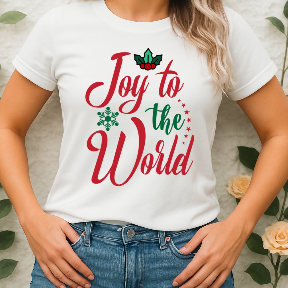 Joy To The World Christian Christmas Jesus Birth Gift Womens T-Shirt