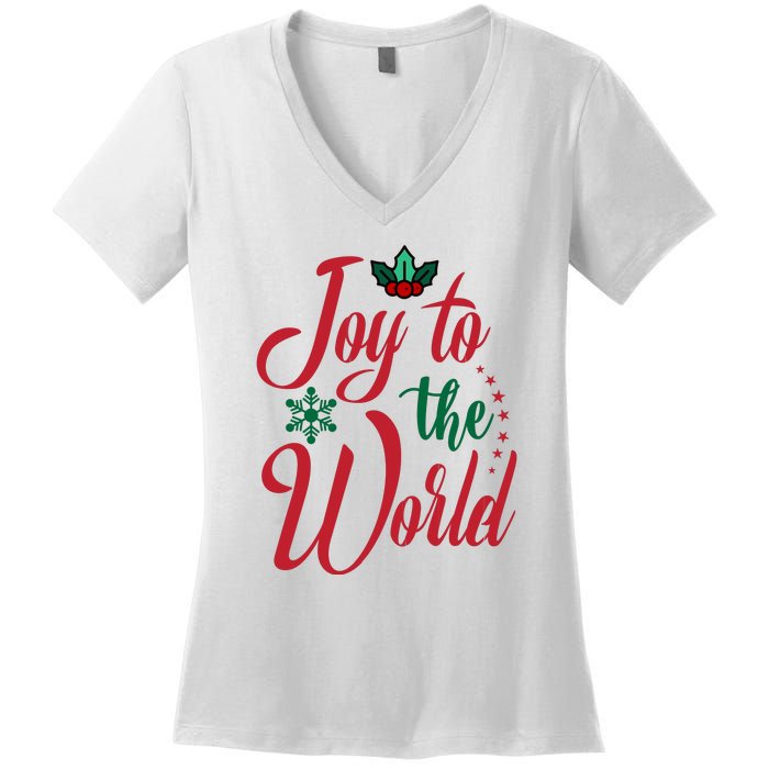 Joy To The World Christian Christmas Jesus Birth Gift Women's V-Neck T-Shirt