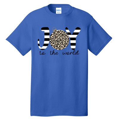 Joy To The World Leopard Striped Cute Christmas Gift Tall T-Shirt