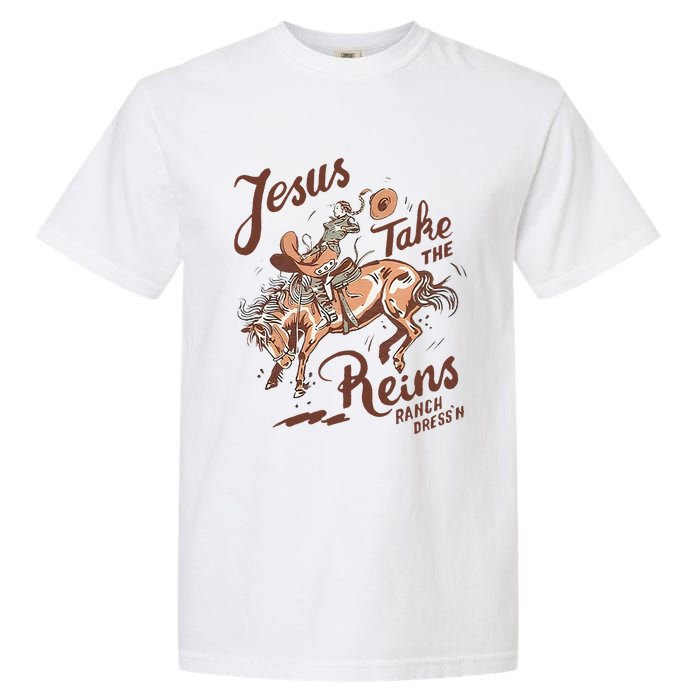 Jesus Take The Reins Vintage Cow Garment-Dyed Heavyweight T-Shirt