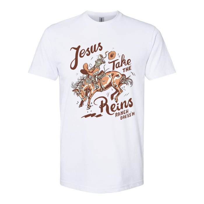 Jesus Take The Reins Vintage Cow Softstyle CVC T-Shirt