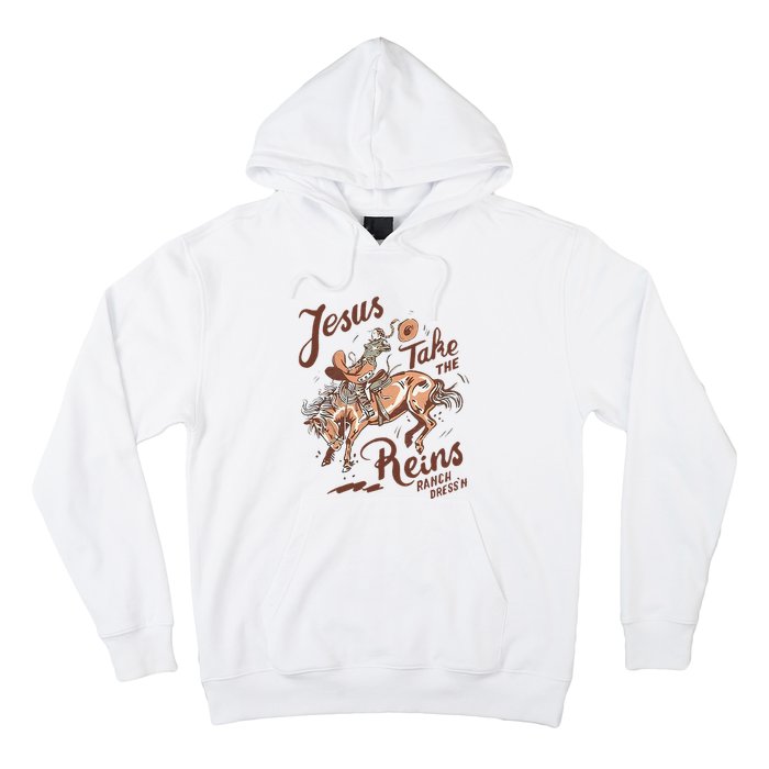 Jesus Take The Reins Vintage Cow Hoodie