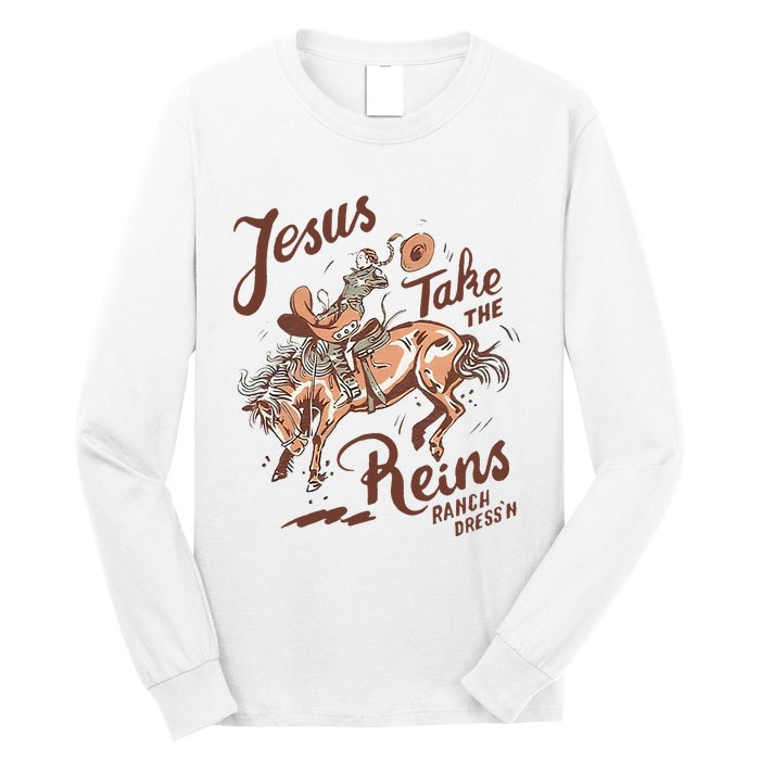 Jesus Take The Reins Vintage Cow Long Sleeve Shirt