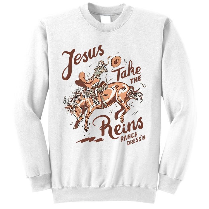 Jesus Take The Reins Vintage Cow Sweatshirt