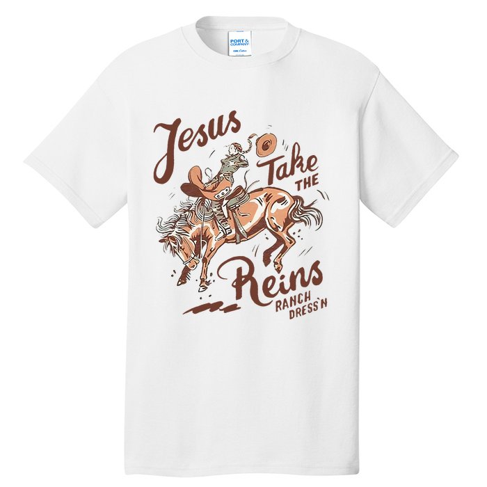 Jesus Take The Reins Vintage Cow Tall T-Shirt