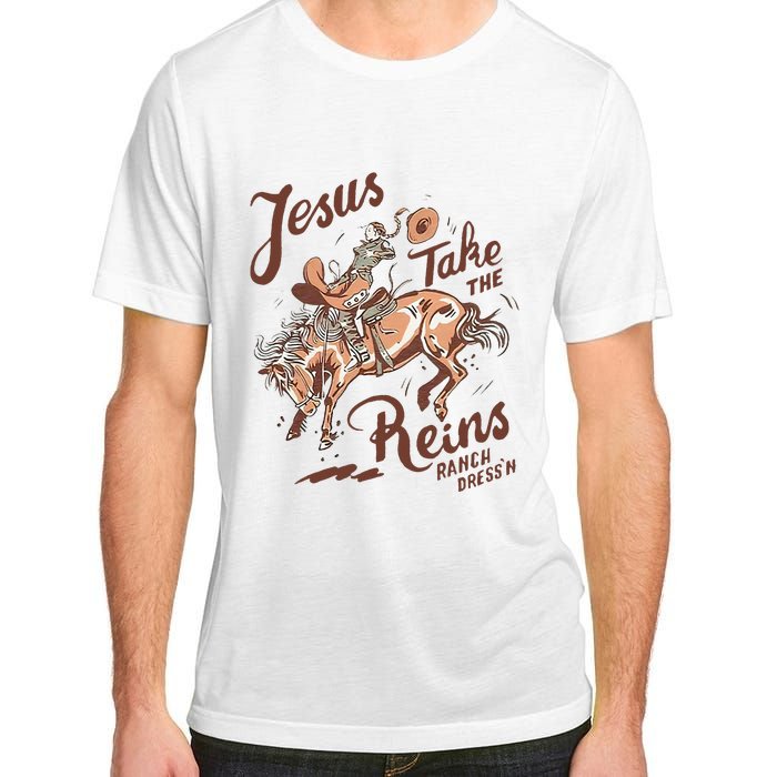 Jesus Take The Reins Vintage Cow Adult ChromaSoft Performance T-Shirt