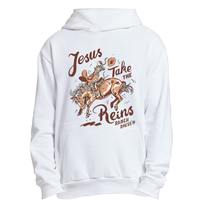 Jesus Take The Reins Vintage Cow Urban Pullover Hoodie