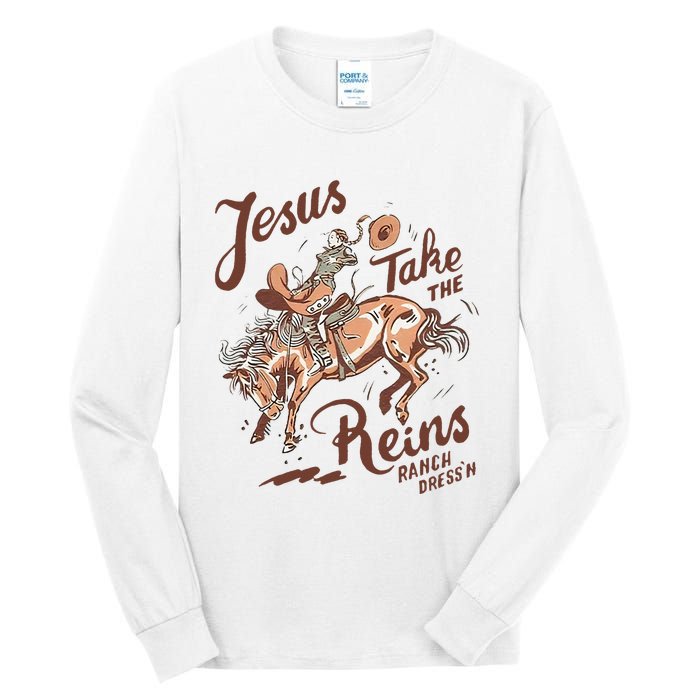 Jesus Take The Reins Vintage Cow Tall Long Sleeve T-Shirt