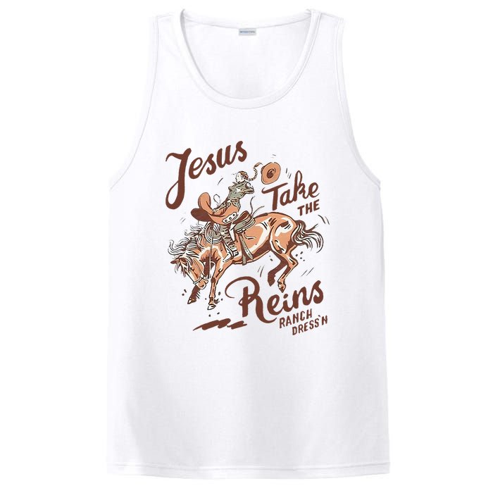 Jesus Take The Reins Vintage Cow PosiCharge Competitor Tank