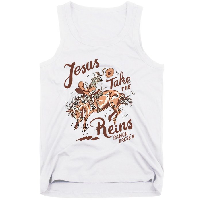 Jesus Take The Reins Vintage Cow Tank Top