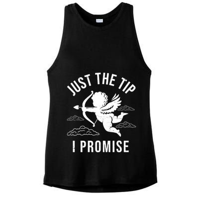Just The Tip I Promise Funny Cupid Ladies PosiCharge Tri-Blend Wicking Tank