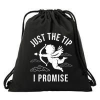 Just The Tip I Promise Funny Cupid Drawstring Bag