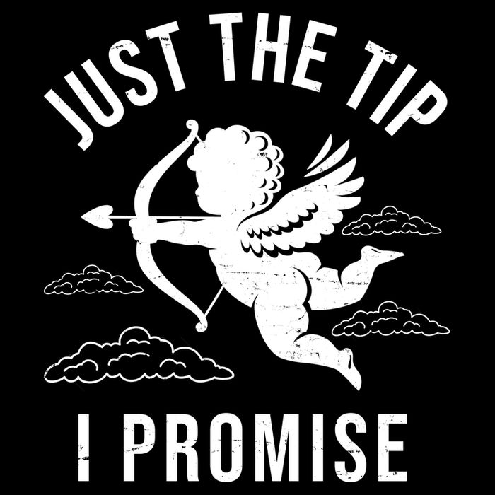 Just The Tip I Promise Funny Cupid Drawstring Bag