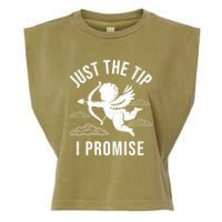 Just The Tip I Promise Funny Cupid Garment-Dyed Women's Muscle Tee