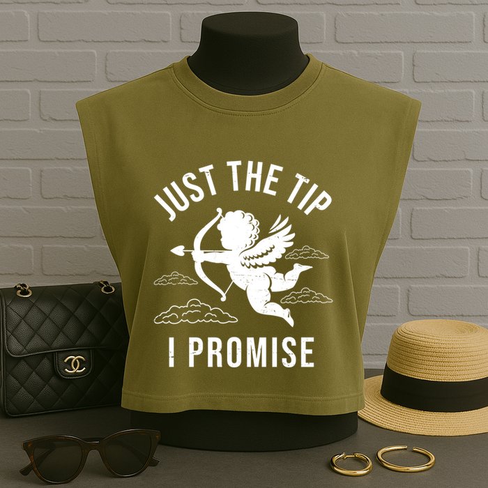 Just The Tip I Promise Funny Cupid Garment-Dyed Women's Muscle Tee