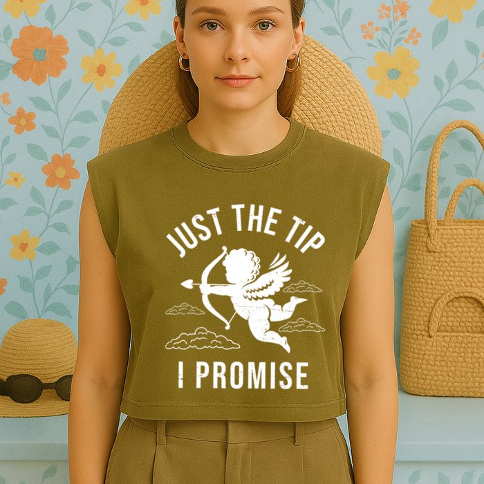 Just The Tip I Promise Funny Cupid Garment-Dyed Women's Muscle Tee