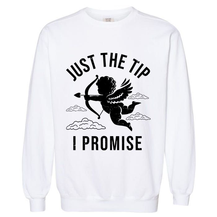 Just The Tip I Promise Funny Cupid Garment-Dyed Sweatshirt