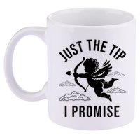 Just The Tip I Promise Funny Cupid 11oz C Handle Ceramic Mug