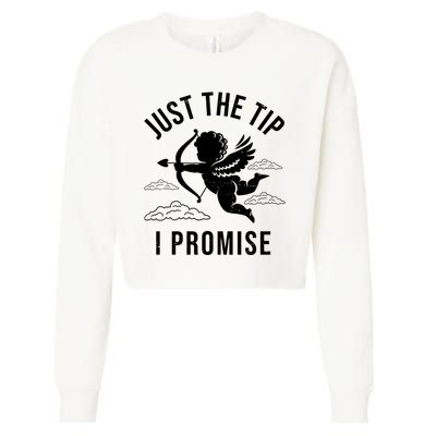 Just The Tip I Promise Funny Cupid Cropped Pullover Crew