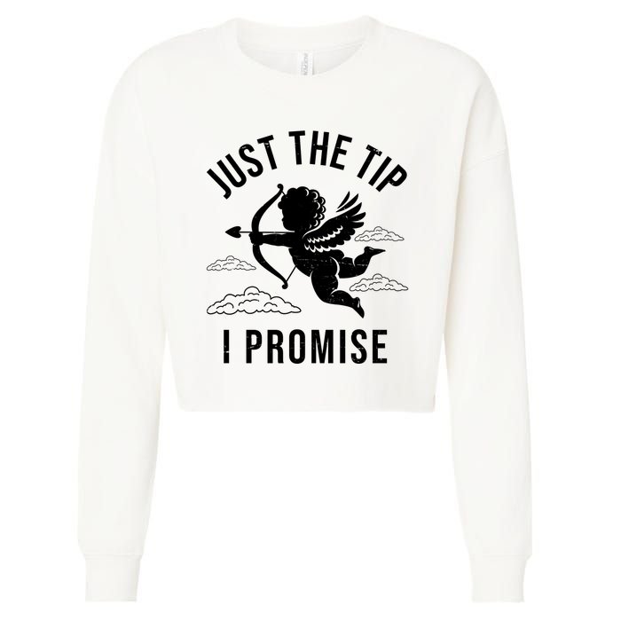 Just The Tip I Promise Funny Cupid Cropped Pullover Crew