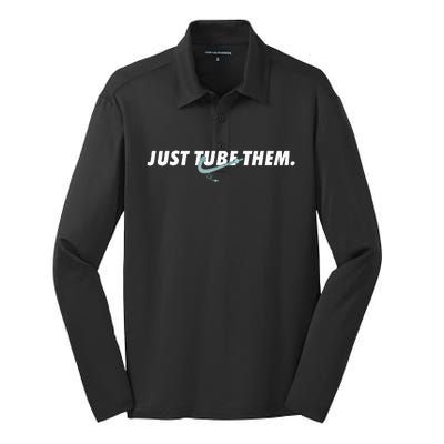 Just Tube Them Pulmonologist Respiratory Therapist Silk Touch Performance Long Sleeve Polo